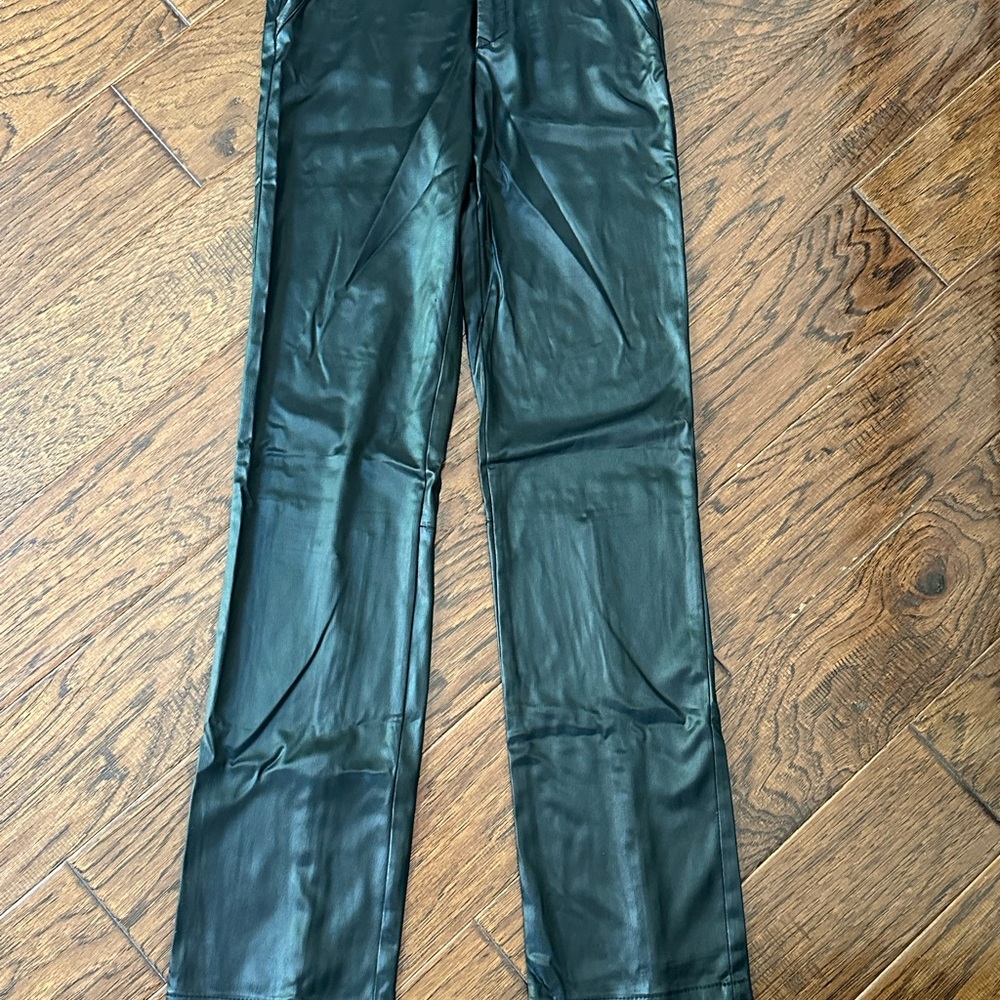 Versace Black Leather-Style Trousers
